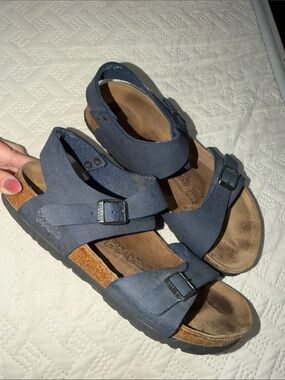 Birkenstock Navy Blue Suede Adjustable Buckle Sandals